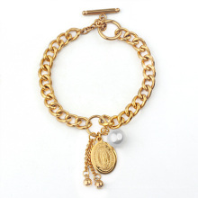 18K Gold Chain Pearl Women Religious Jewelry Bracelet